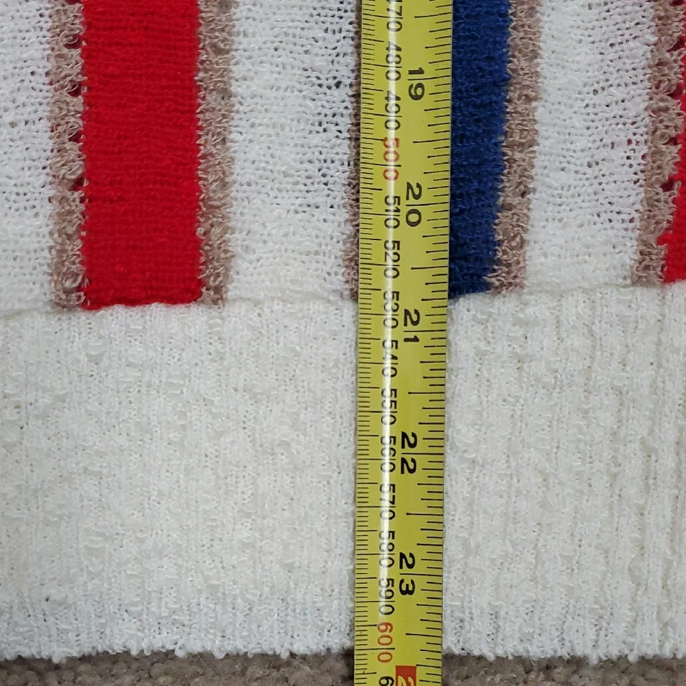 Vintage D'allaird's Cream Sleeveless Knit Sweater Top Red & Blue Stripes Sz M - Picture 7 of 11